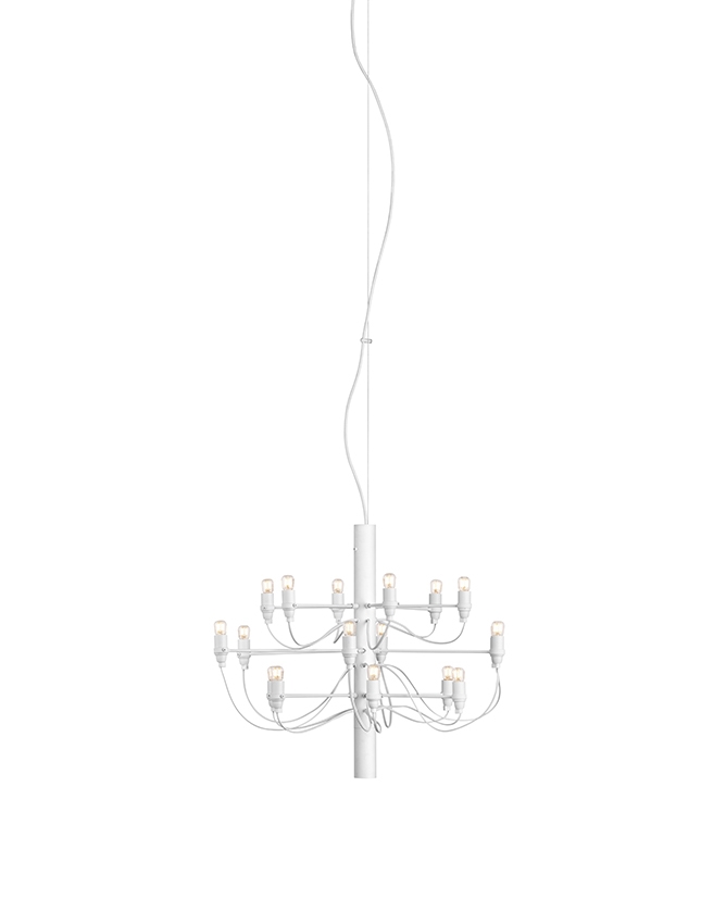 2097/18 Kronleuchter LED mit klaren Leuchtmitteln, mattweiß